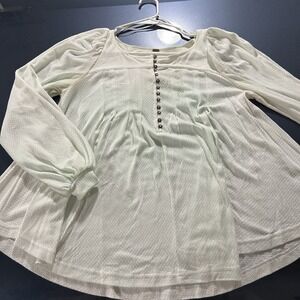 Free People Shirt Women's Size Small White Buttons Viscose Polyester Blend Thin
